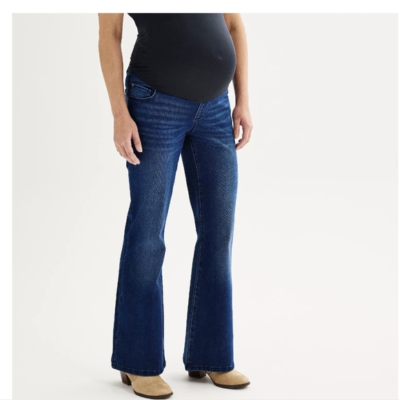 Sonoma Denim - NWT Sonoma Full-Coverage Belly Band Bootcut Denim Dark Jeans Size 6-Maternity